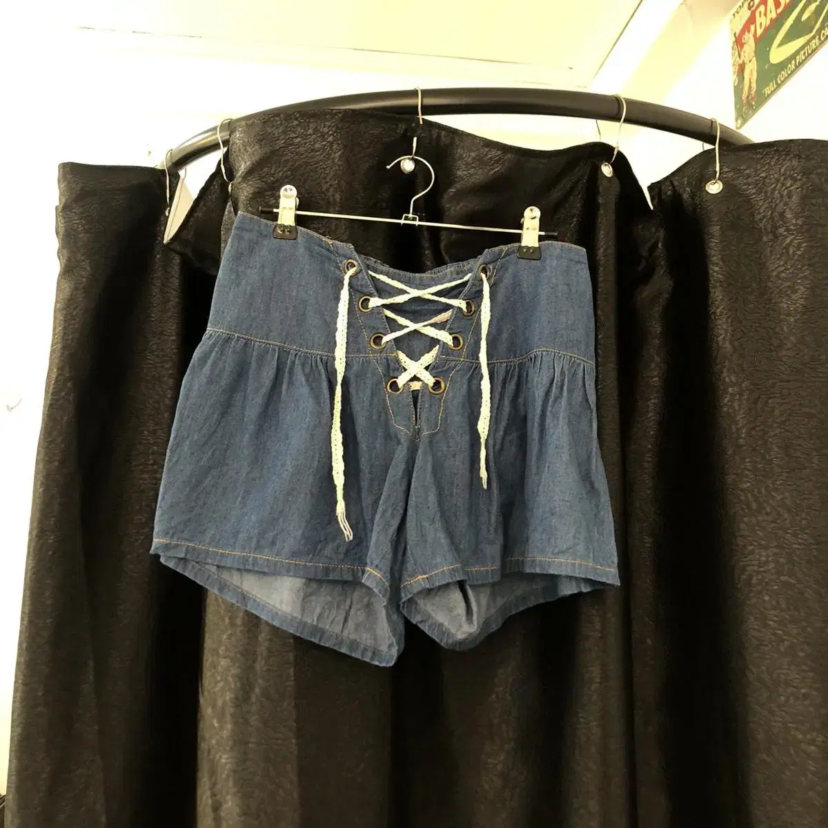 Vintage natural eyelet denim shorts