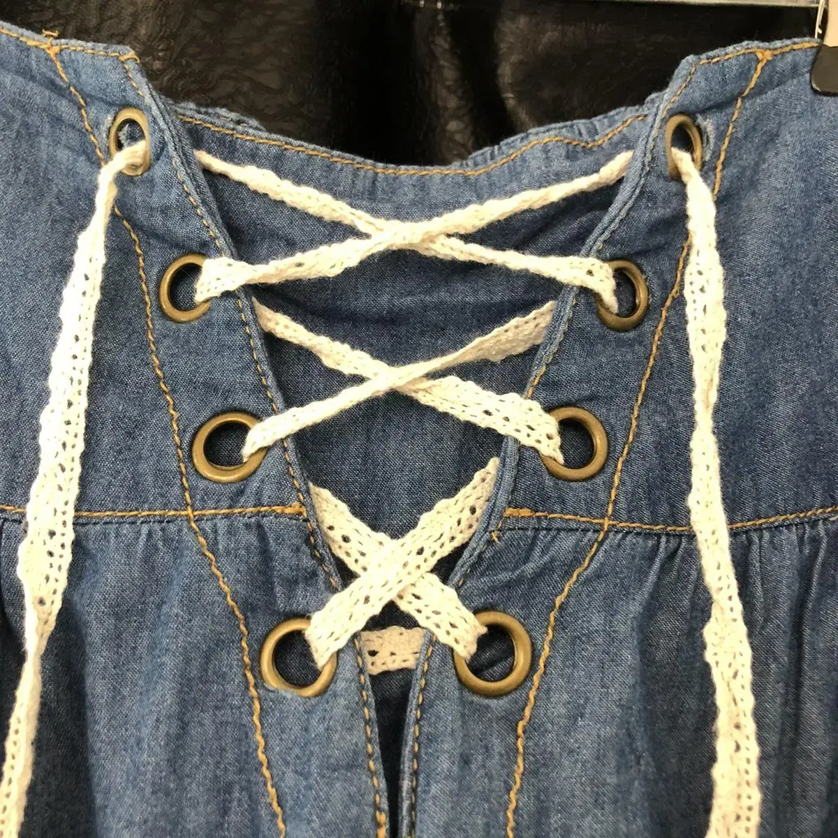 Vintage natural eyelet denim shorts