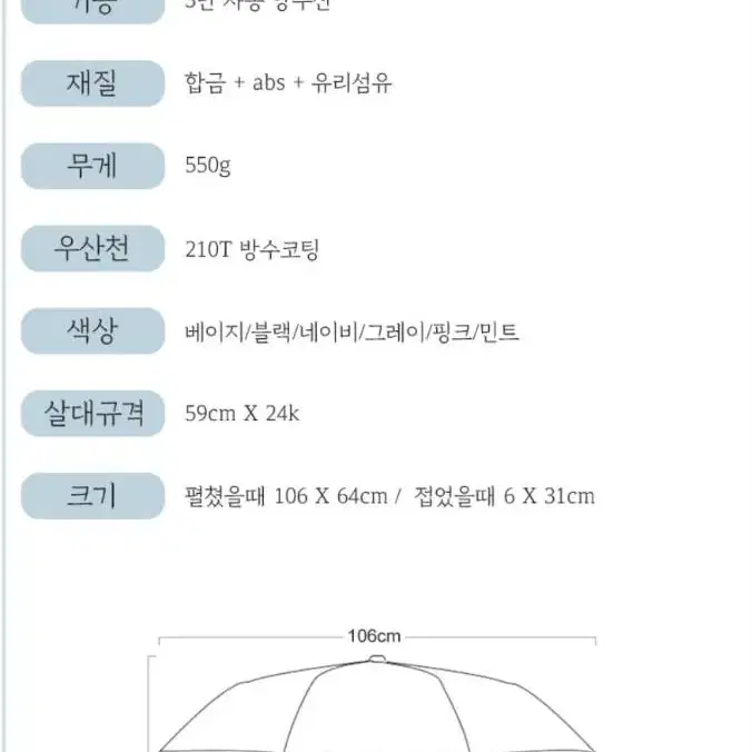 24k 이중살대 3단 자동 양우산