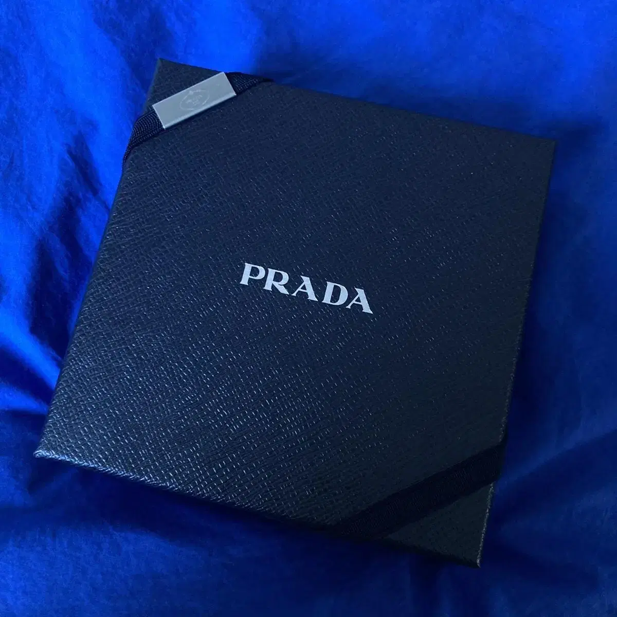 정품 PRADA 프라다 로고 블랙 스크런치 곱창밴드 헤어슈슈