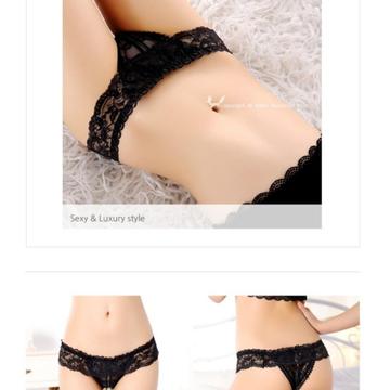 Black lace thongs Size S
