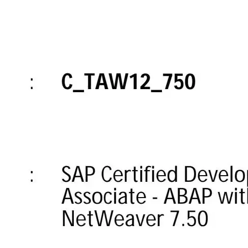 [SAP ABAP] C_TAW12_750 2023년 6월 최신 덤프