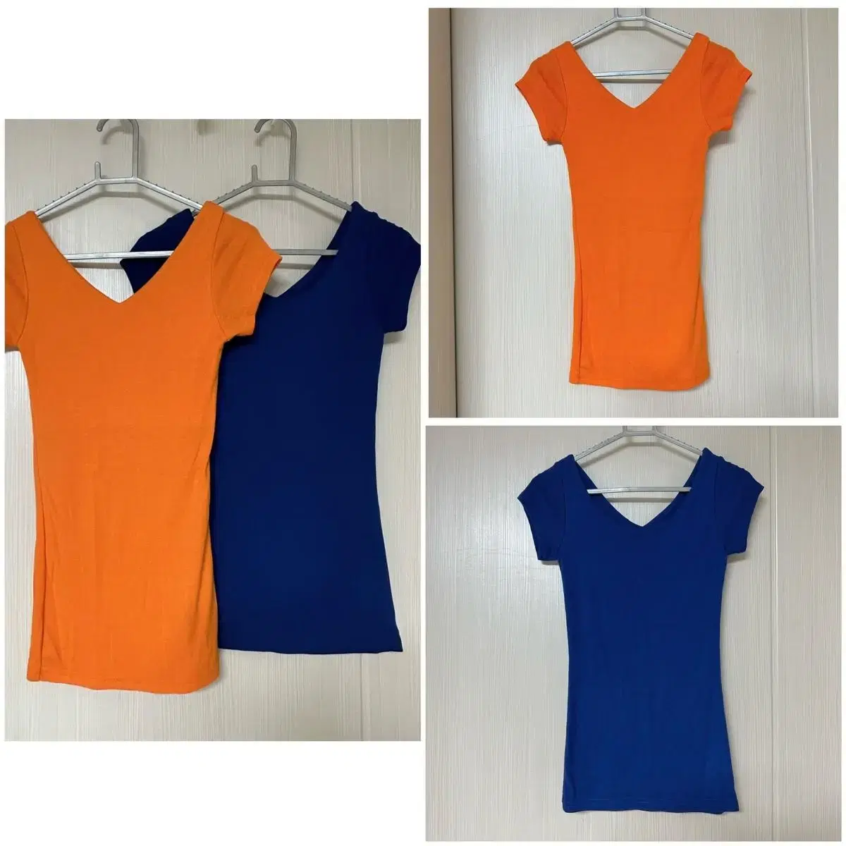 U-neck V-neck Ribbed Short-sleeved T-shirt