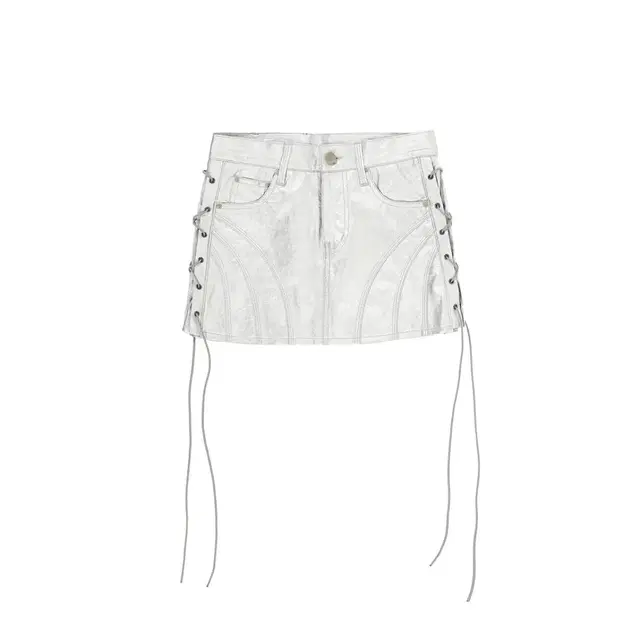 EYELET LEATHER SKIRT (SILVER)