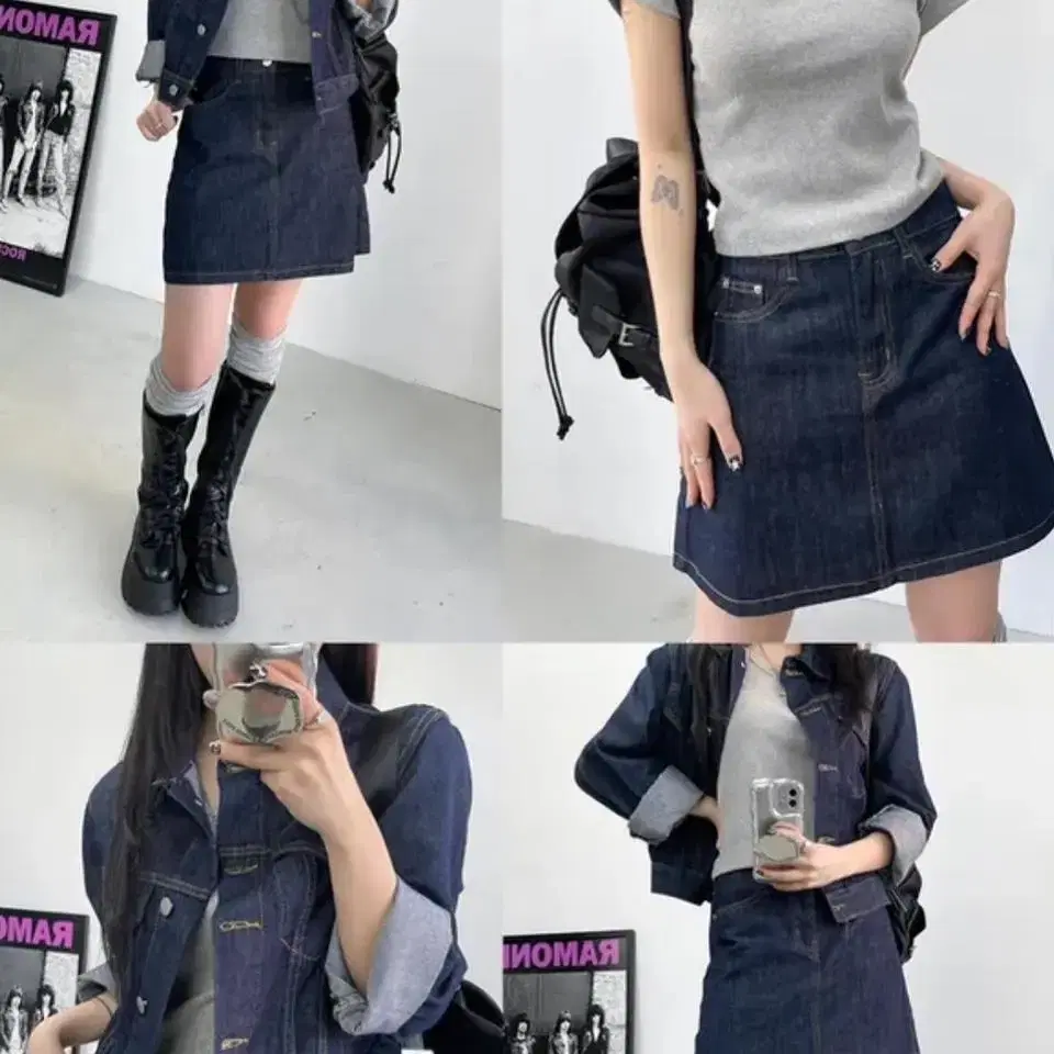 (새상품)아쿠비클럽 indigo denim skirts/s 애니원모어