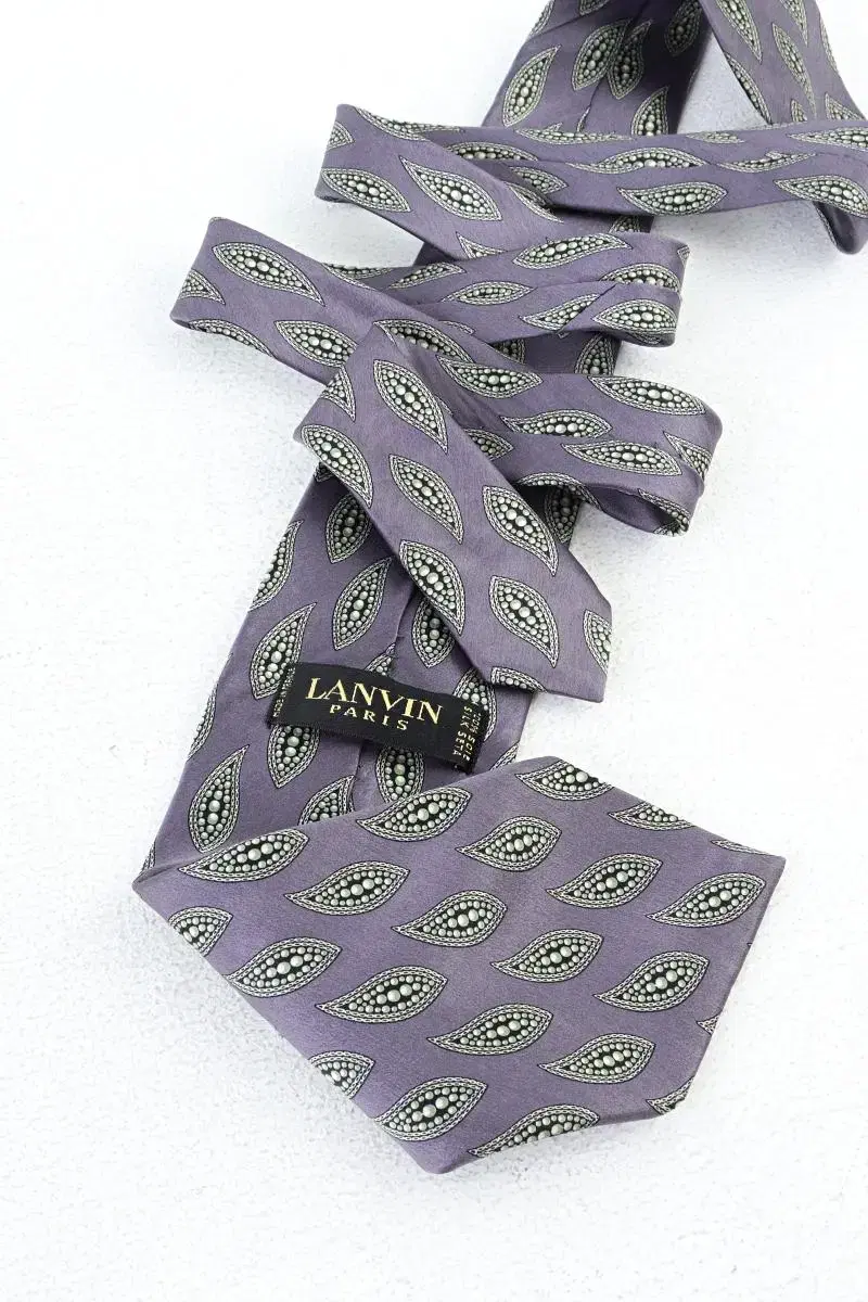 (9) Lanvin Silk Tie Purple Bora Unique Pattern Old School ACC Iao