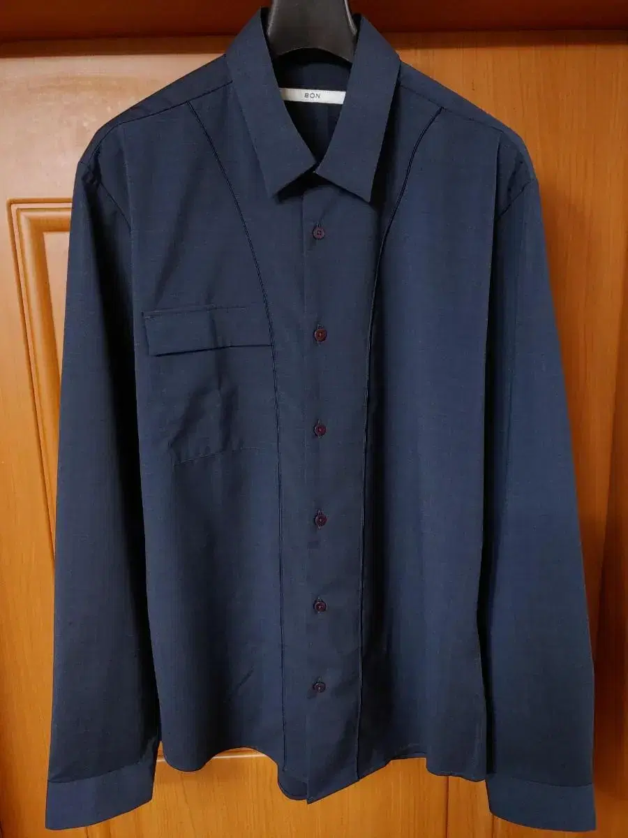 [BON] Diagonal Piping Solid Shirt