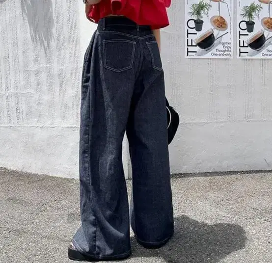 Denim wide pants