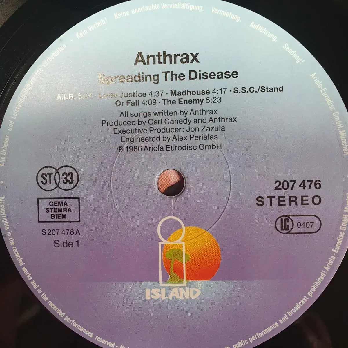 ANTHRAX - SPREADING THE DISEASE LP(유럽초반)