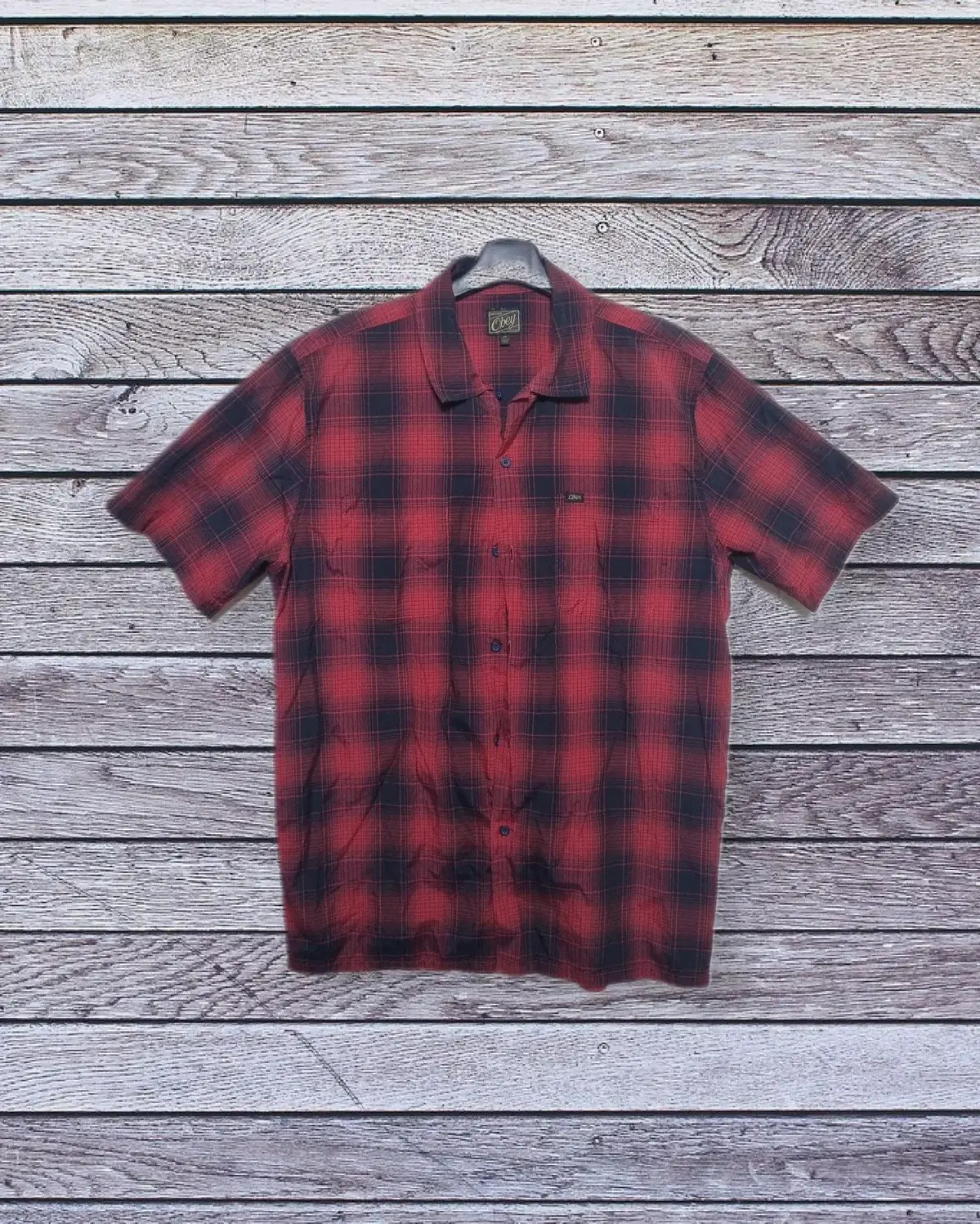 M) Obey yeoreum Short-sleeved checked shirt