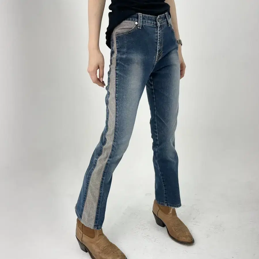 vintage side panel boot cut denim pants