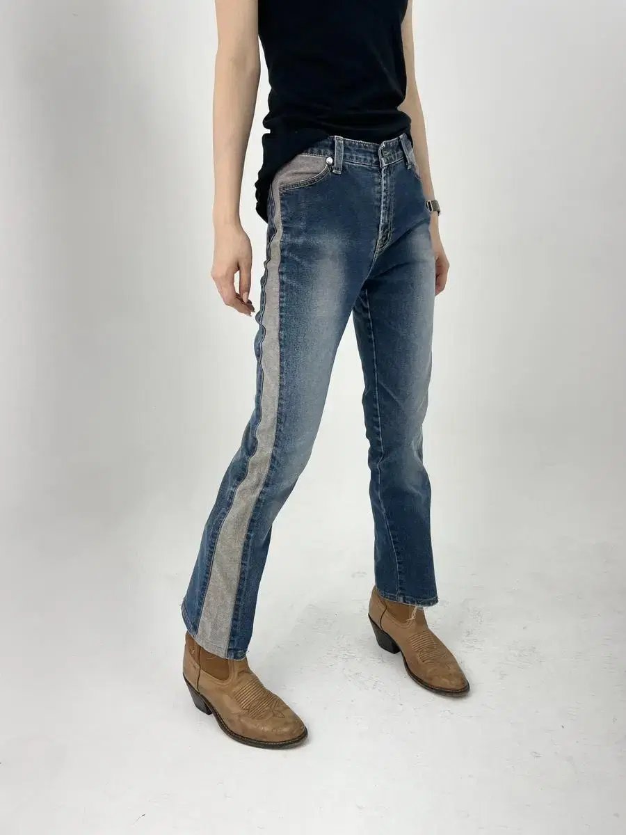 vintage side panel boot cut denim pants