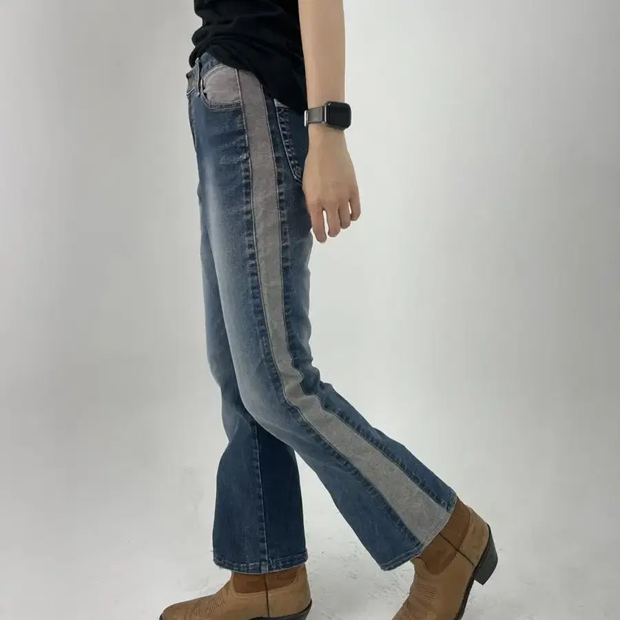 vintage side panel boot cut denim pants