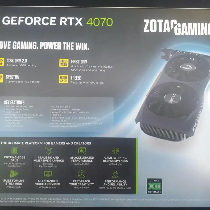 [미개봉새제품] ZOTAC  RTX 4070 OC D6 12G