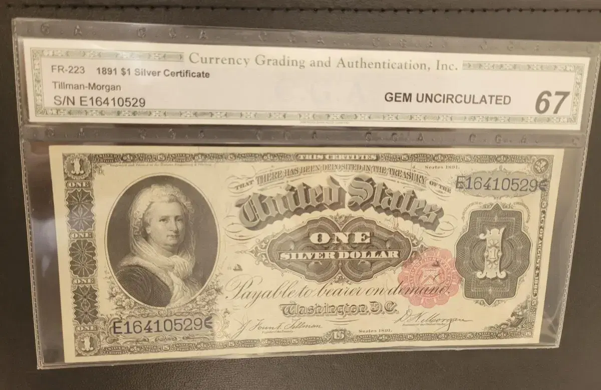 1891년 $1 Silver Certificate C.G.A67