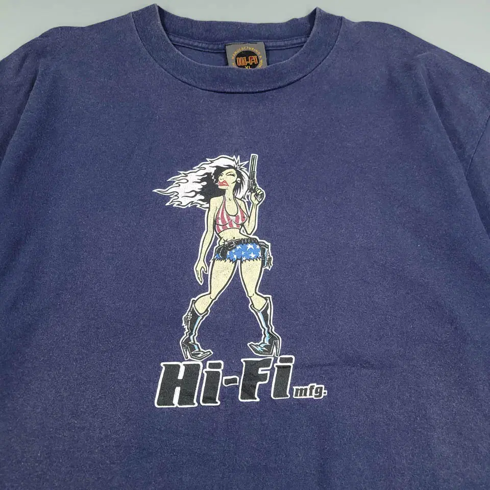 HIFI MFG 90s 피그먼트 네이비 아메리칸 카툰 레이디 핫걸 섹시걸