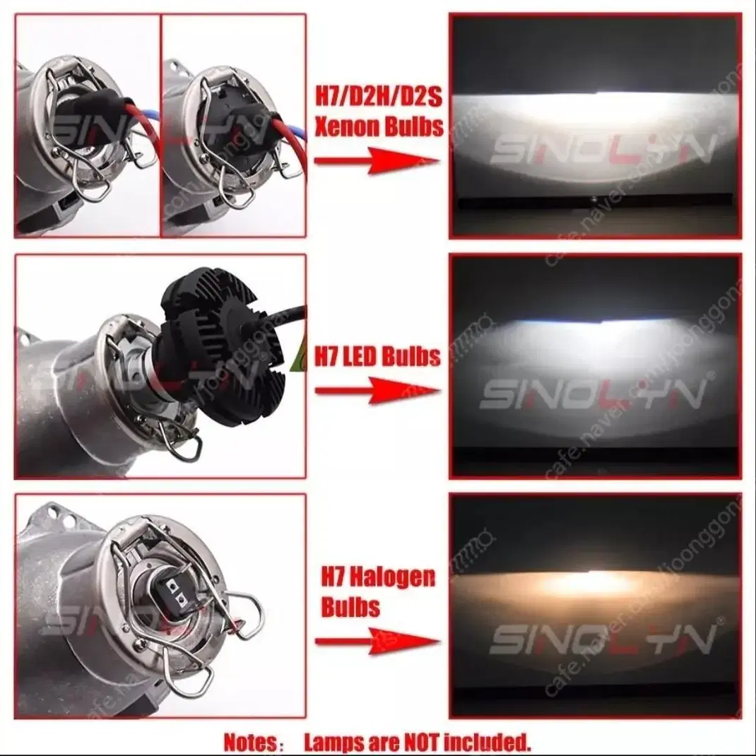 헤드라이트 벌브렌즈셋트 sinolyn h7