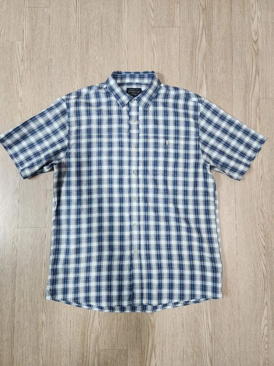 Pendleton bloo plaid half shirt