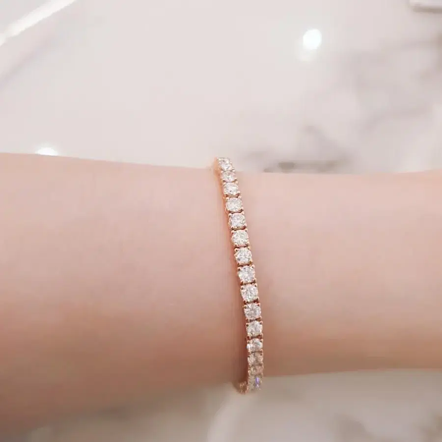 로즈골드 모이사나이트 테니스팔찌 3mm 17cm