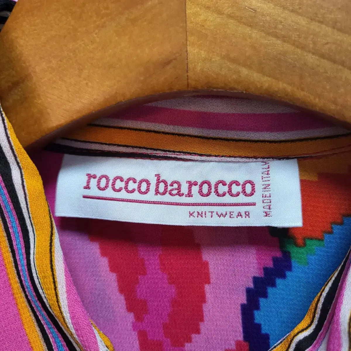 rocco barocco 이태리 빈티지 비스코스 컬러플 반팔 셔츠