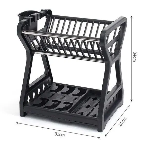 [무료배송] 2단 식기건조대 자취방 원룸 PP&스텐 그릇건조대 식기건조기