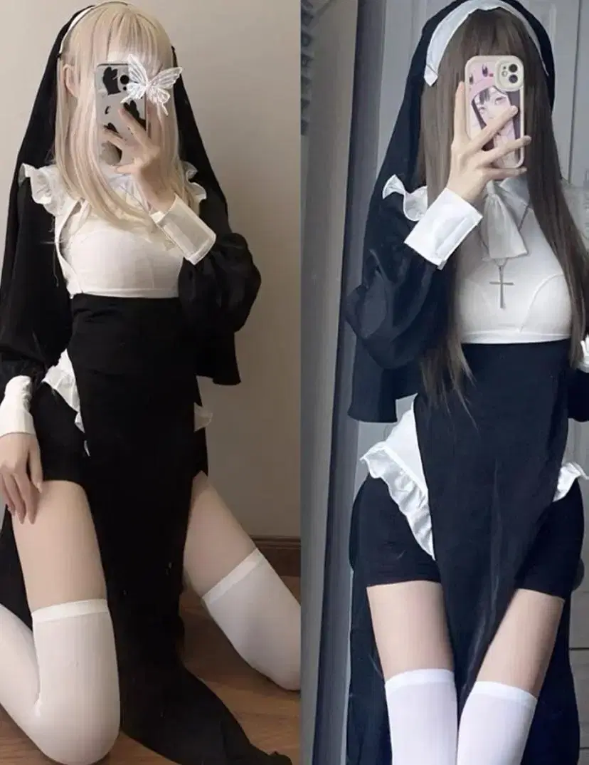 Halloween Graduation Nun Cosplay Set sell + Wig