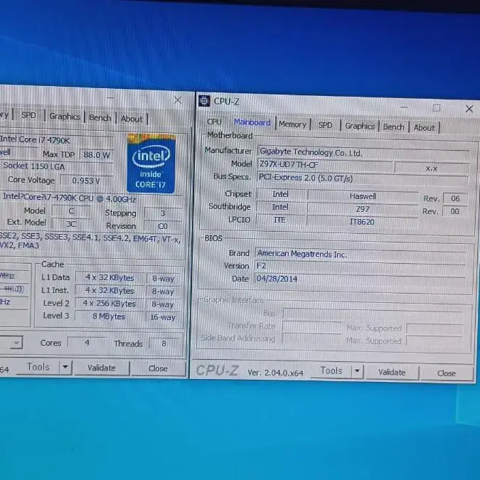 i7-4790 + GIGABYTE GA-Z97X-UD7TH+램16GB