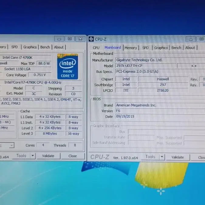 i7-4790 + GIGABYTE GA-Z97X-UD7TH+램16GB