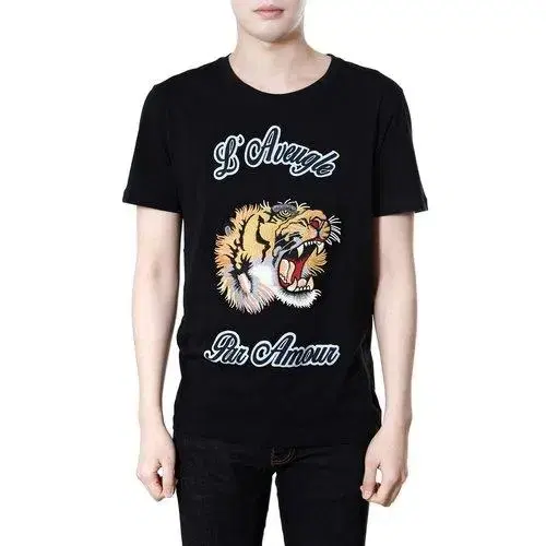 Gucci Tiger Embroidered Cotton Round T-shirt