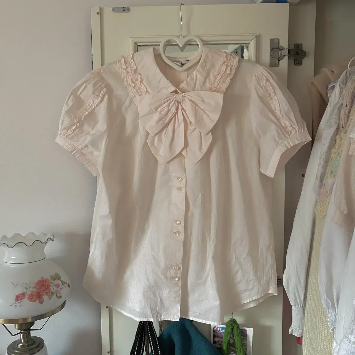 Vintage Baby Pink Ribbon Blouse - Organize Your Closet