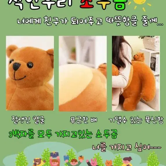 생일 선물 곰동석 어깡 곰돌이 소두 곰 인형 24cm 45cm