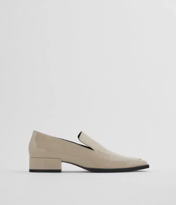 Zara Square Toe Enamel Flat Shoes