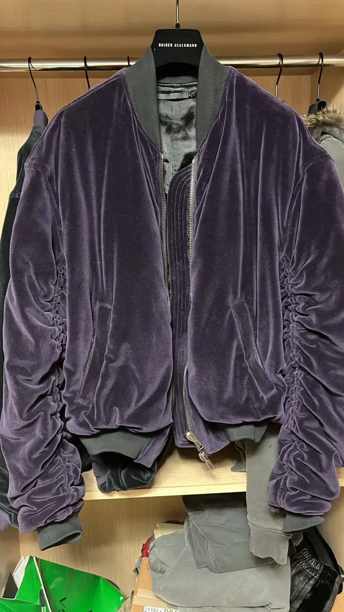 [S] Heider Ackermann 15FW Purple Velvet Purse Bomber