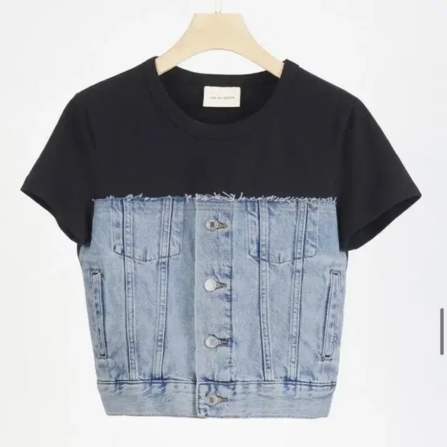 해바이해킴 denim patched t-shirt 데님 티