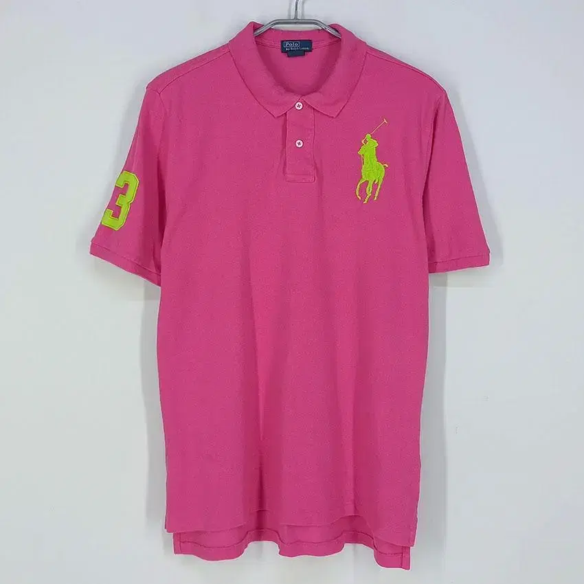 Polo Ralph Lauren Men's Fluorescent Logo Cotton V-Neck Short-Sleeve T-Shirt Pink (HU24099)