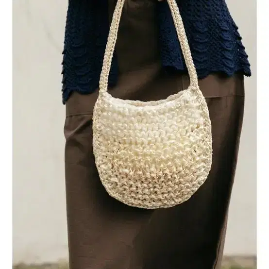 레멜 LEMELS FLAT HOBO KNIT IVORY