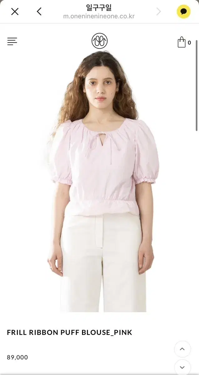 일구구일 블라우스 FRILL RIBBON PUFF BLOUSE_PINK