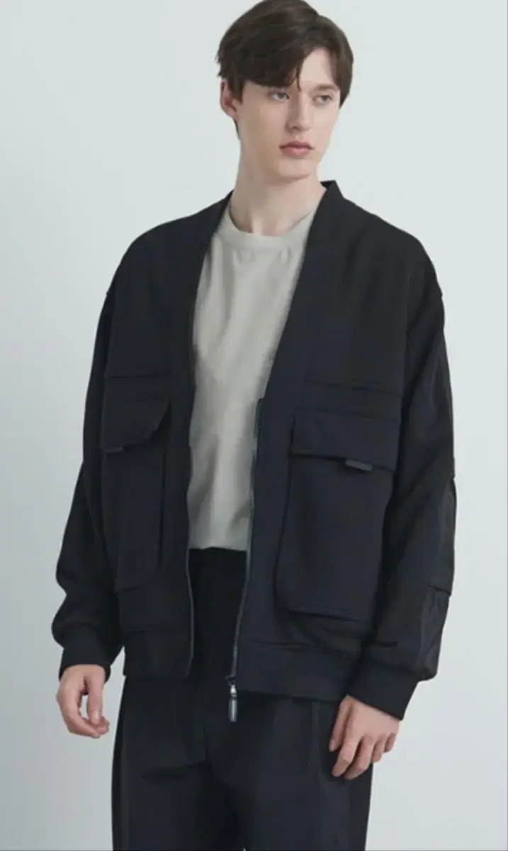 [TimeOmme] TIME Texture Color Matching Zip-up Jumper