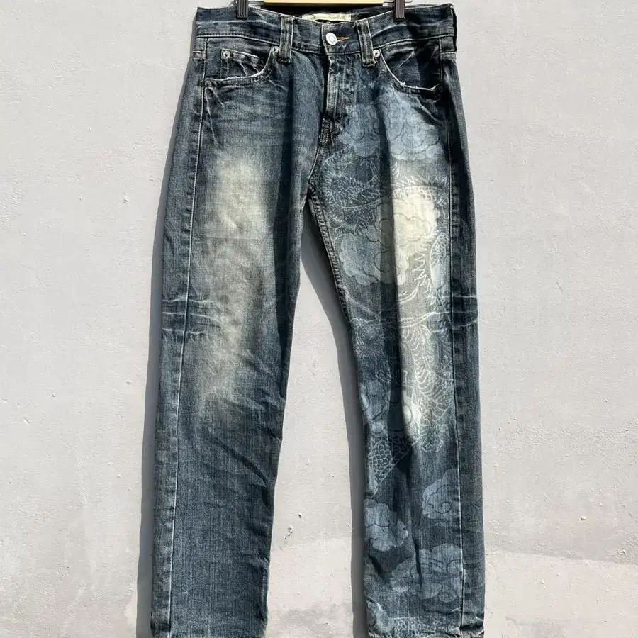 vintage dragon washing denim pants  허리-4