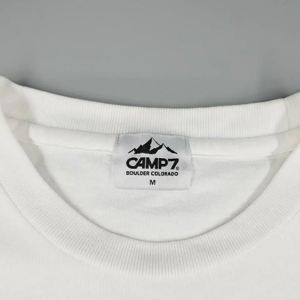 CAMP7 화이트 핑크 로고 프린팅 코튼 반팔 티셔츠  SIZE L