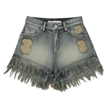 BOHEMSEO DESTROYED GRAY DENIM SHORTS S 【お買得】 - パンツ