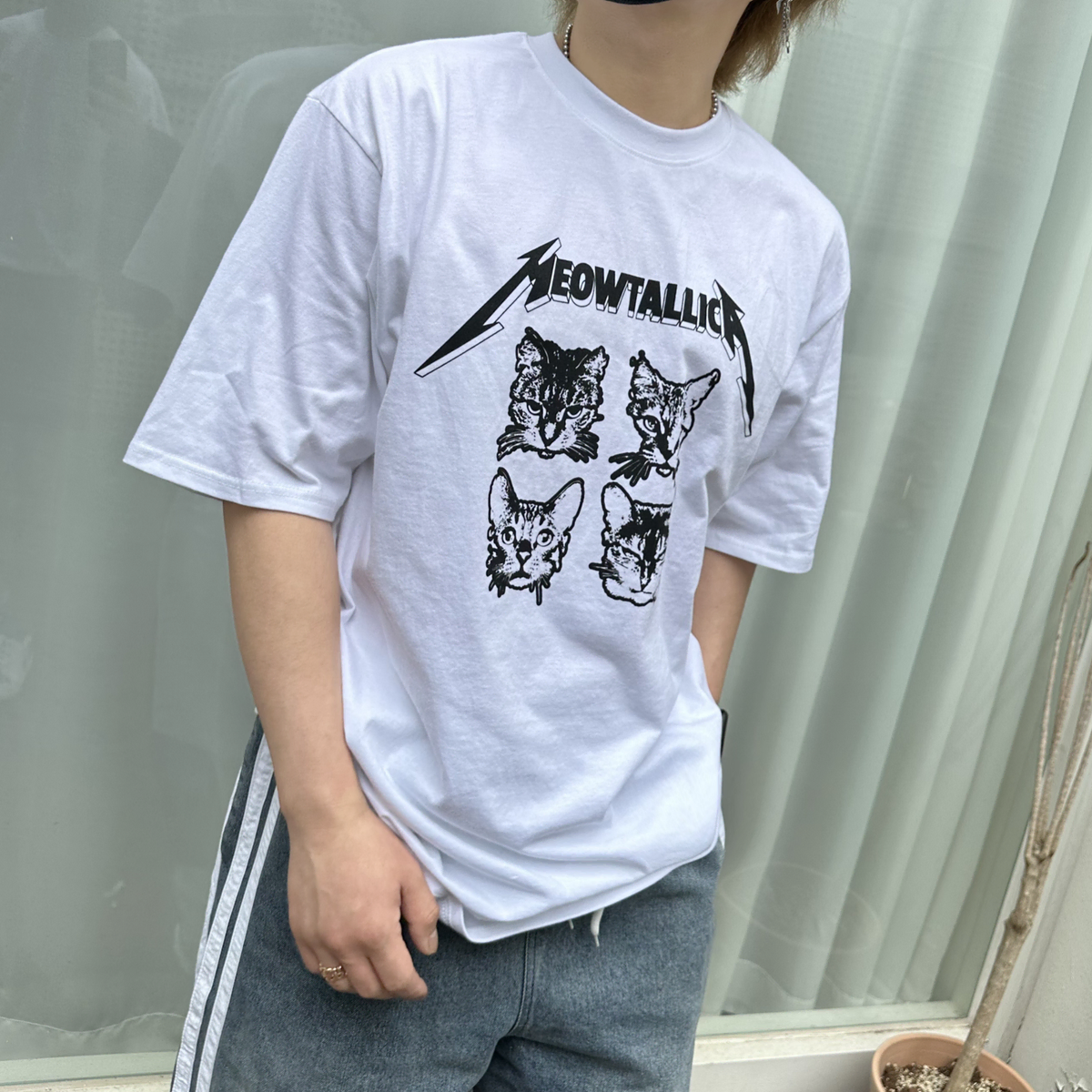 Shopping mall clearance onda! - Cat Print Overfit Vahn Tee