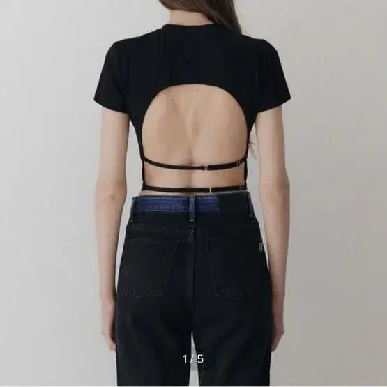 리유니 Double Strap Backless Crop Top_Black