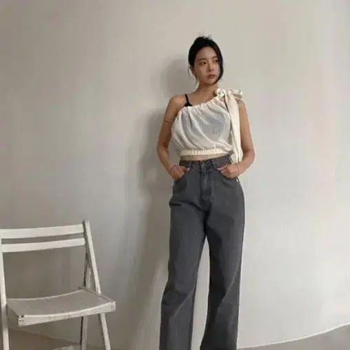 쓰리타임즈 Wide gray denim 데님 팬츠 S