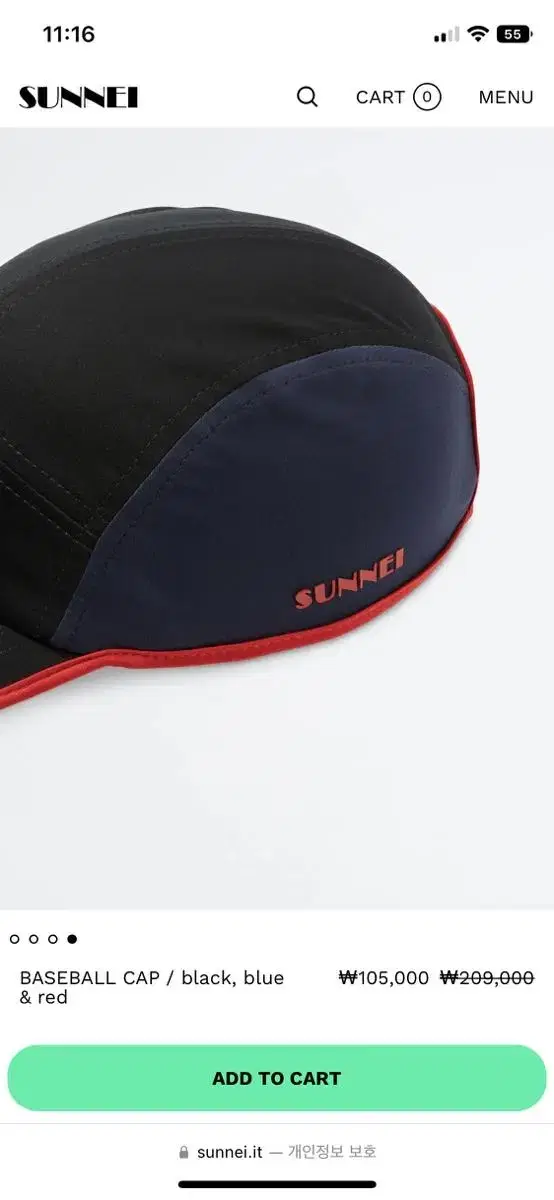 써네이 sunnei 모자 BASEBALL CAP / black, blue