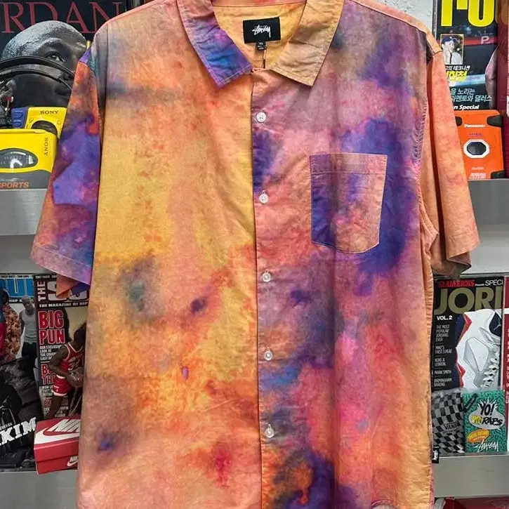 stussy tie dye orange shirt