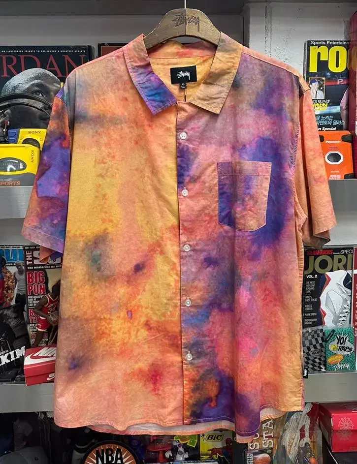 stussy tie dye orange shirt