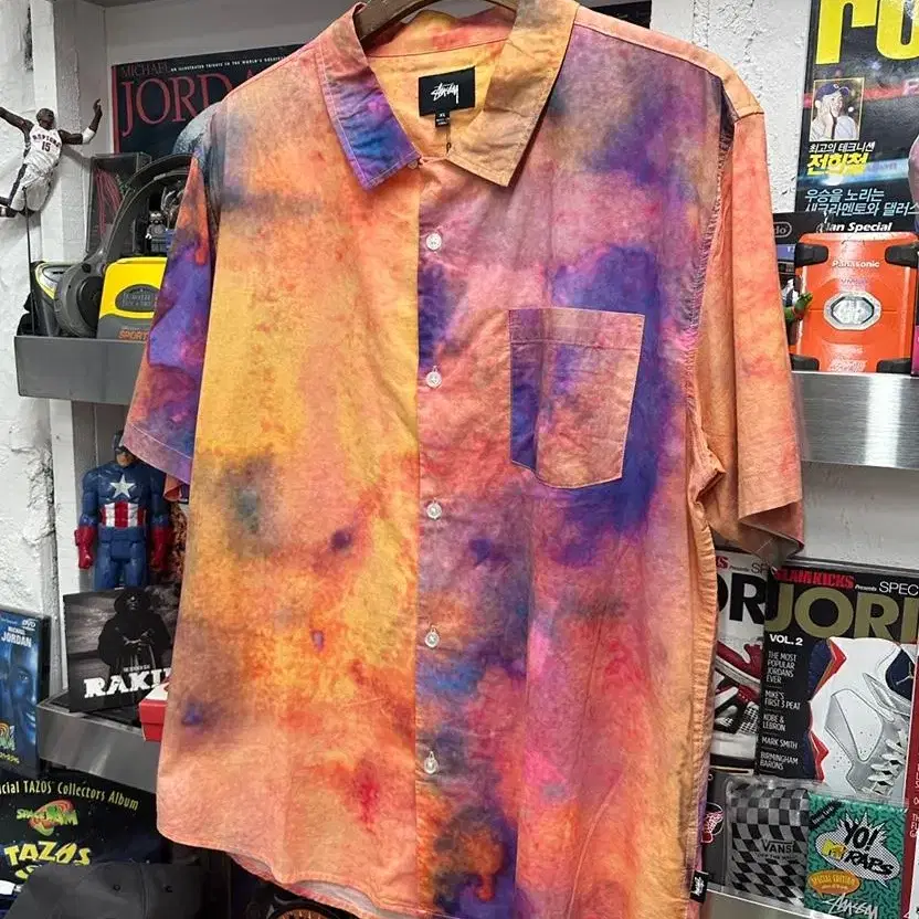 stussy tie dye orange shirt