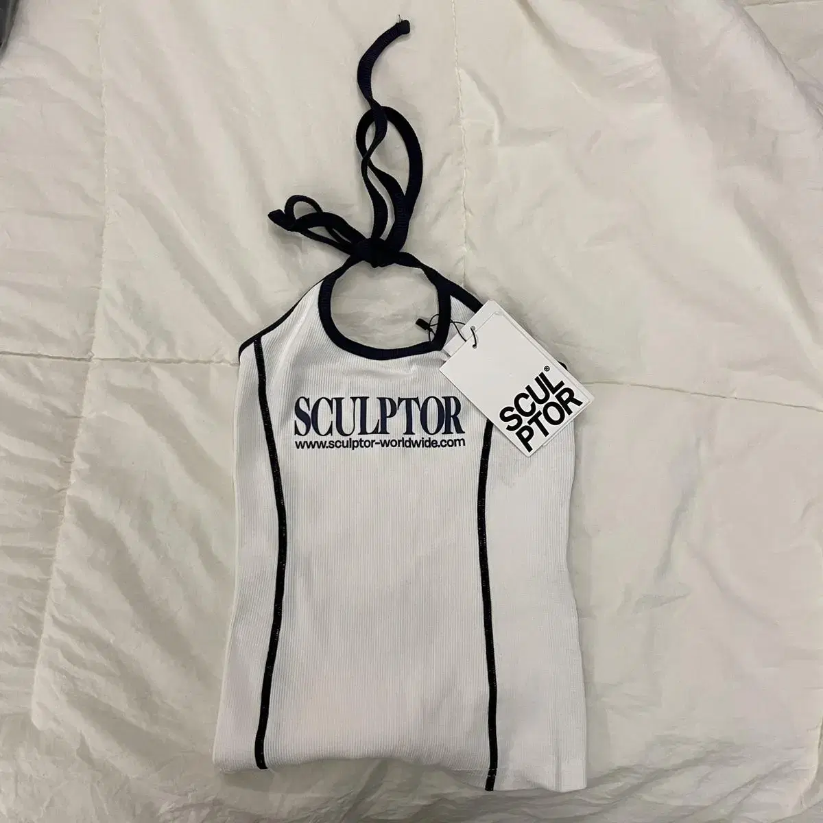 스컬프터 Classic Logo Halter Top White