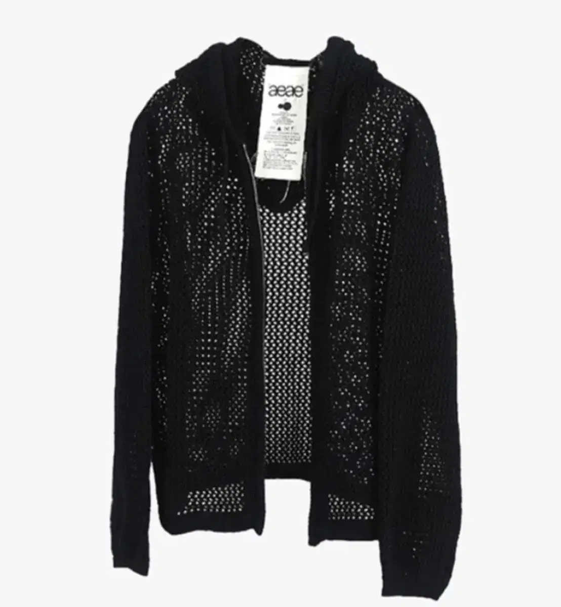 [2] AEAE mesh knit hooded zip-up black